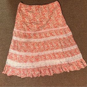 Floral Lace Detail Cottagecore Coquette Style Skirt Sz 14
